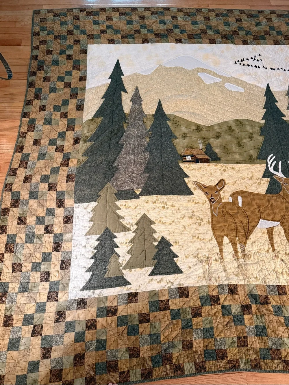Deer Woodland Quilt Bedding in Brown and Green by Donna Sharp Cabincore